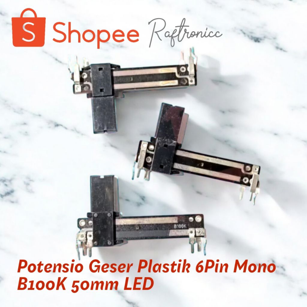 Potensio Geser Plastik 6Pin Mono B100K 50mm LED