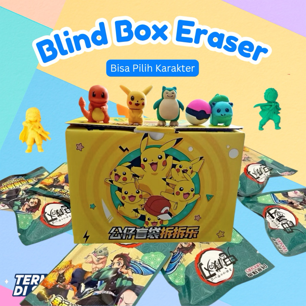 

PENGHAPUS MYSTERY kartun Sanrio pokemon demon slayer Eraser Mistery blind bag [EDUFUNTOYS]