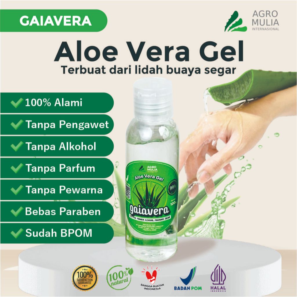 Gaiavera Aloe Vera Gel - Gel Lidah Buaya 100% Asli Dari Pelepah Lidah Buaya Segar Nett 100g