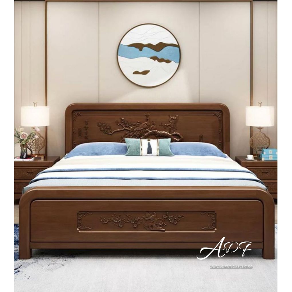 Dipan Minimalis Rangka Tempat Kayu Jati Perhutani