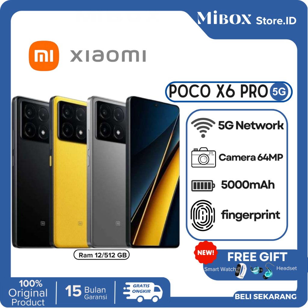 Poco X6 Pro 5G 12/512 | X6 12/256 | Gorilla Glass 5 AMOLED ,GB Garansi Resmi Xiaomi 1 Tahun