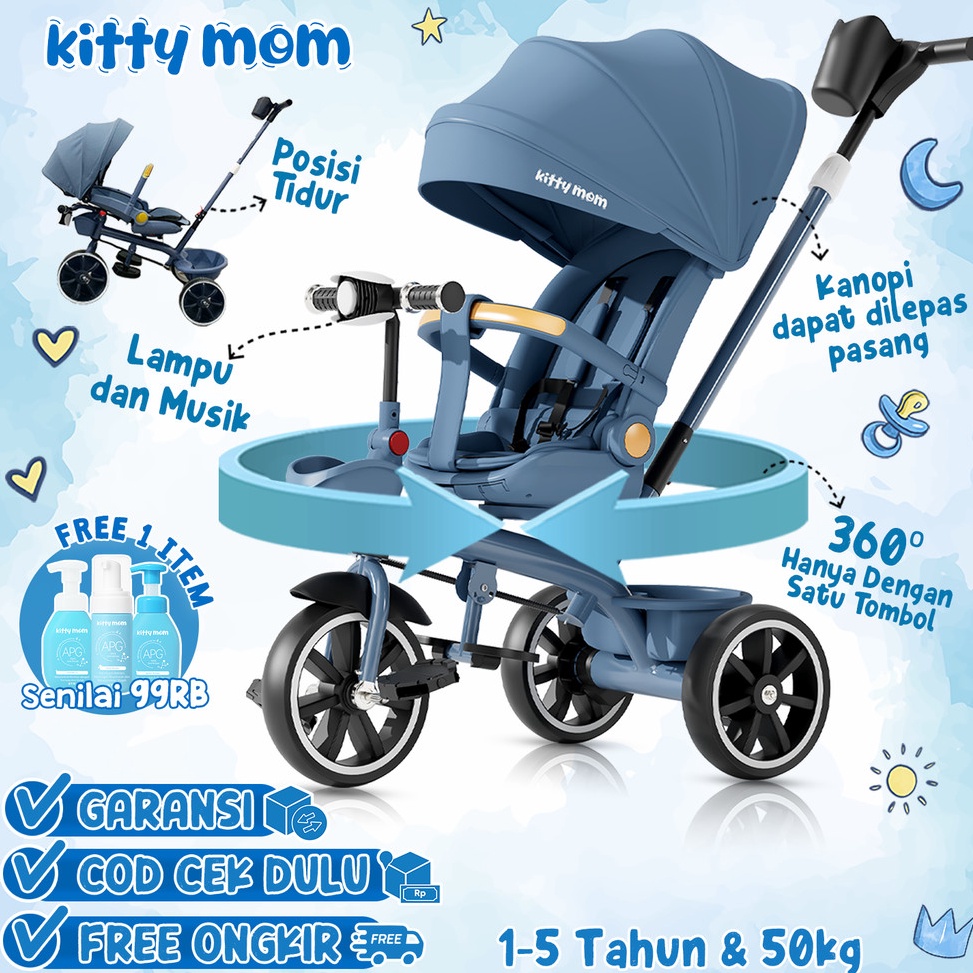 KODE J92T Kitty Mom  Sepeda Anak Roda 3 Bayi 1 Tahun  Travelling