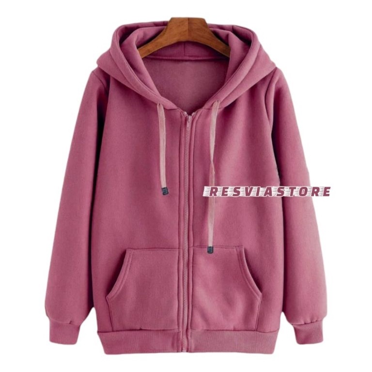 KODE H59C Jaket sweater polos zipper pria wanita L XL XXL