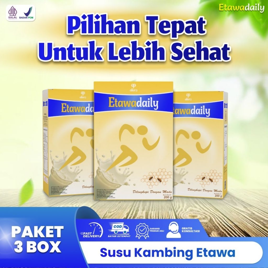 

Paket 3 Box Susu Kambing Etawa Daily 200gr – Redakan Pegal, Nyeri Sendi, Asam Urat & Tingkatkan Kesehatan Tulang