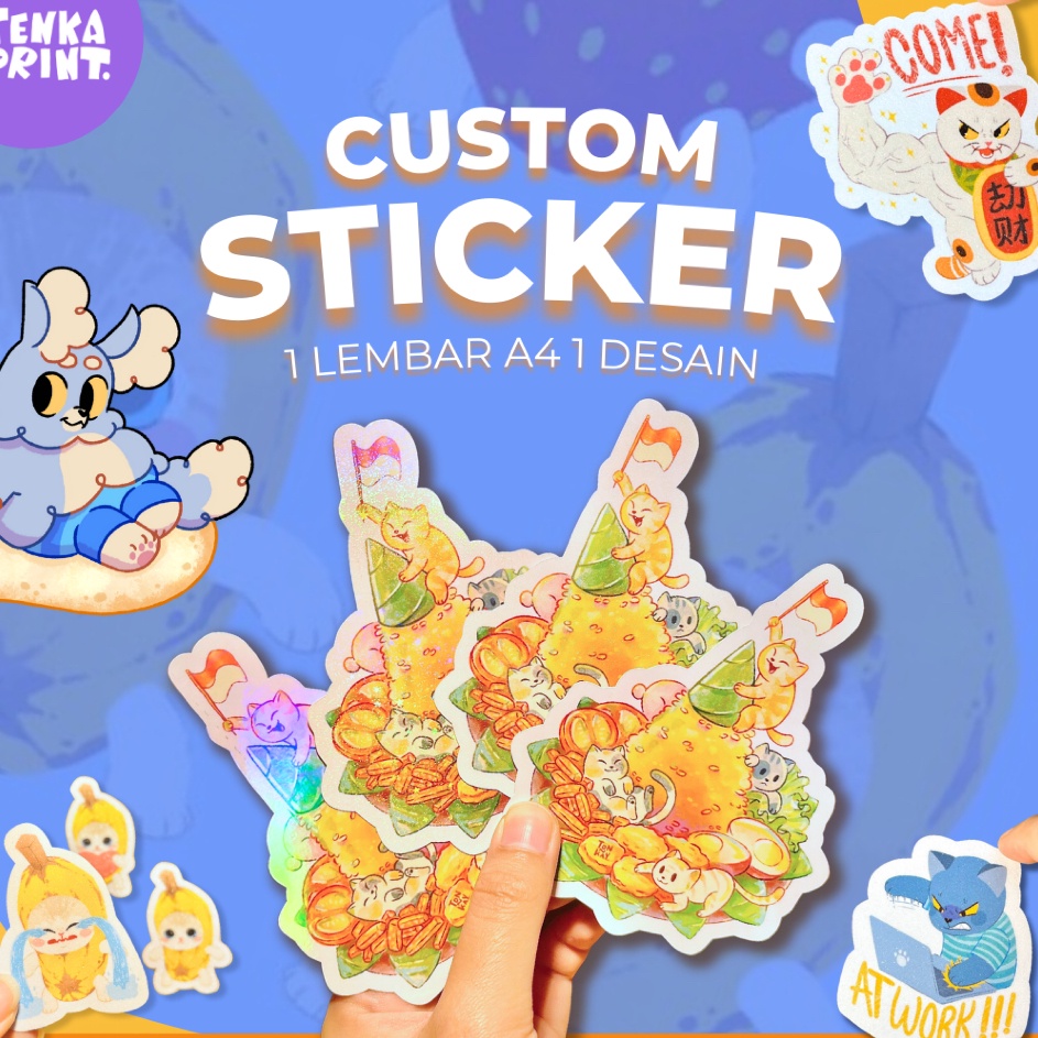 

New PER A4 1 Desain Custom Stiker DIECUT GlitterHologramDoff
