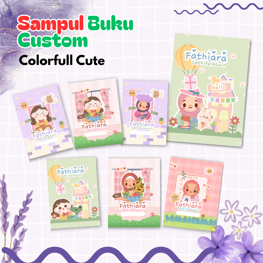 

BEST SELLER | Sampul Buku Custom Nama Colorful Cute by Mimosa Handmade | SIDU BIGBOSS | Book Cover | Sampul Khusus