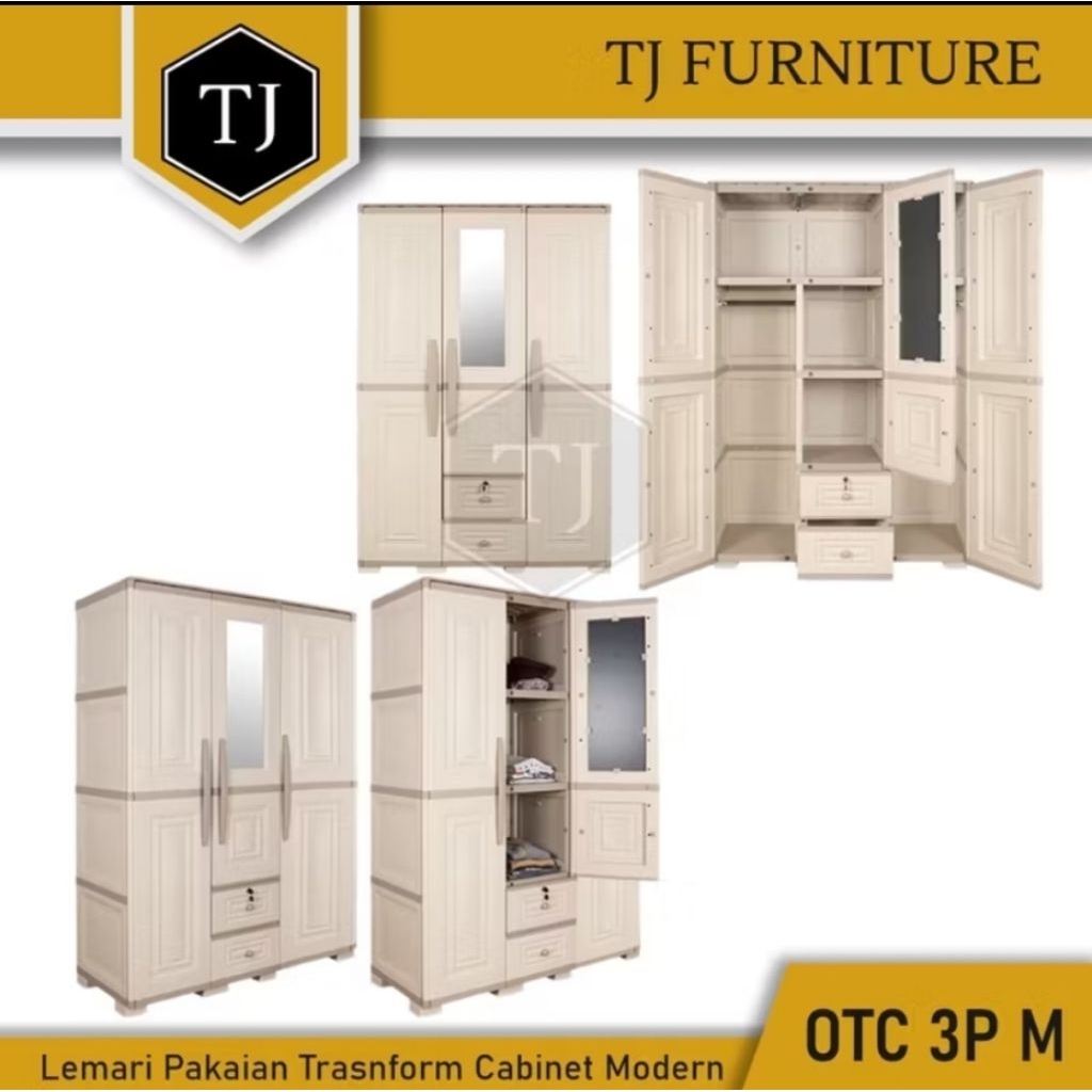 Olymplast OTC 3p Lemari pakaian plastik modern 3 pintu - OTC 3P Modern
