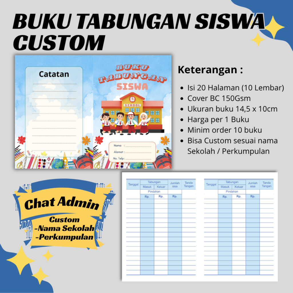 

Buku Tabungan Siswa Custom Stationery isi 20 Halaman Kertas