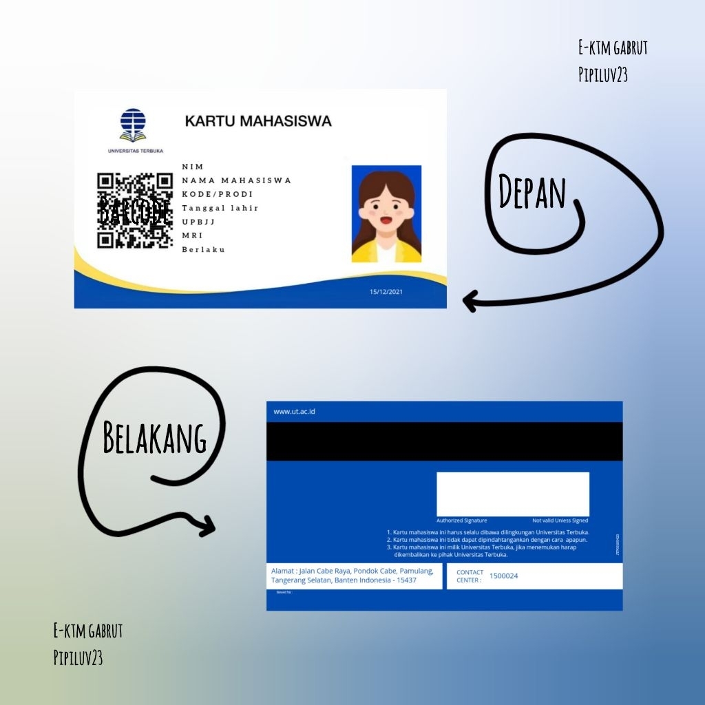 

1 HARI JADI Kartu mahasiswa Universitas Terbuka Landscape Gratis edit poto