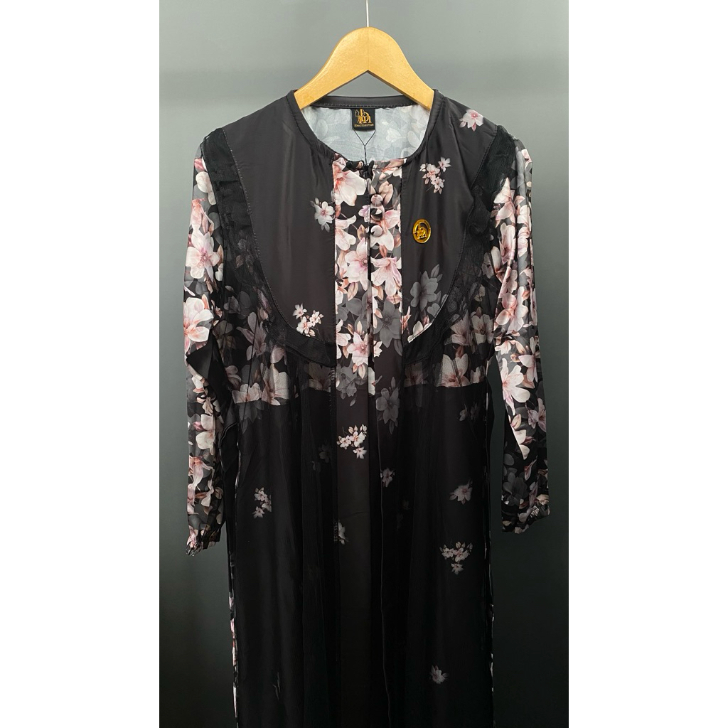 Gamis Silky / Gamis Primadona Silk / Gamis Mewah / Gamis Hitam / Gamis Silk Premium / Gamis Hitam Pr