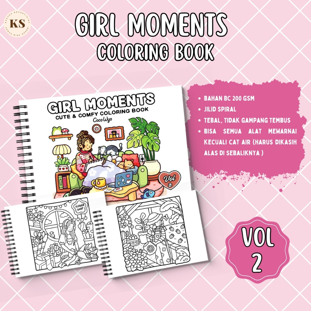 

GIRL MOMENTS VOL 2 Cozy Healing Partner Coloring Book For Kids Adults Buku Mewarnai Remaja Dewasa