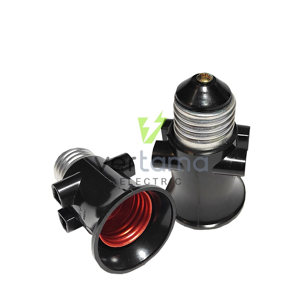 Fitting Lampu Kombinasi Colokan Listrik Hitam