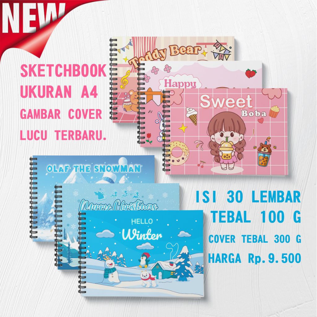 

[Ready]Sketchbook Wired A4 Jilid Spiral/Buku Gambar Anak Polos A4 Drawing Book 360 Derajat Aesthetic