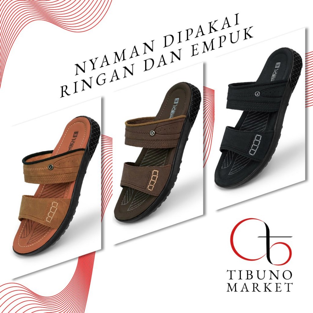 Sandal Pria Kulit New Original 100 % Brand Lokal Pria Slop Sandal Terbaru 2025