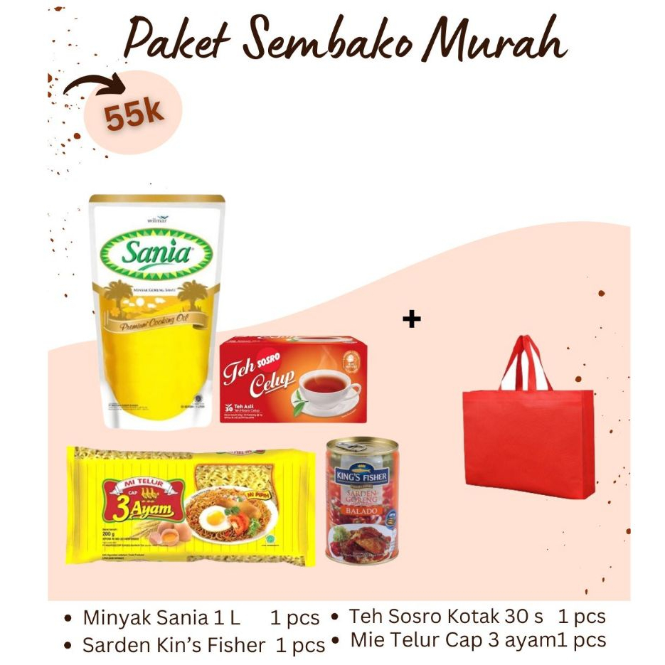 

PAKET SEMBAKO MURAH / PAKET JUMAT BERKAH / HAMPERS PENGAJIAN / SANTUNAN / SYUKURAN