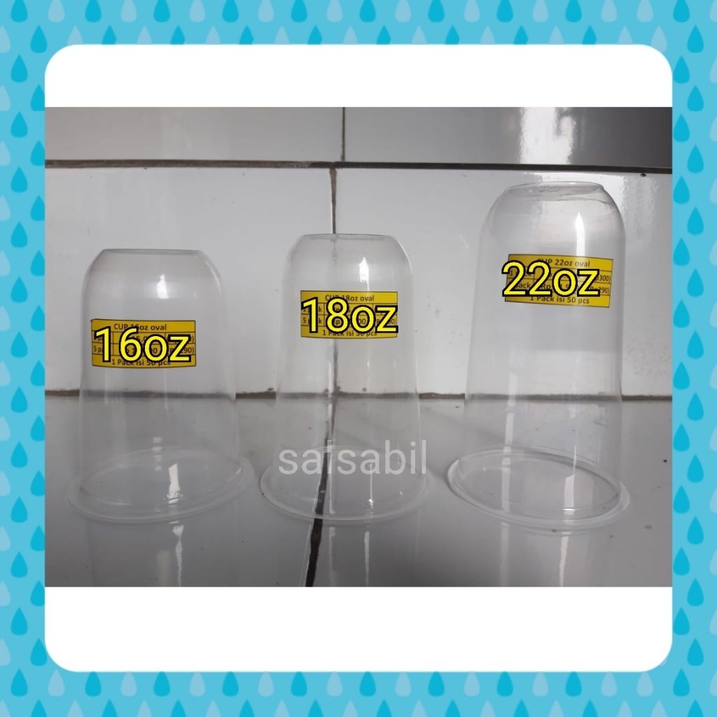 Cup oval merak 16oz 18oz 22oz gelas plastik