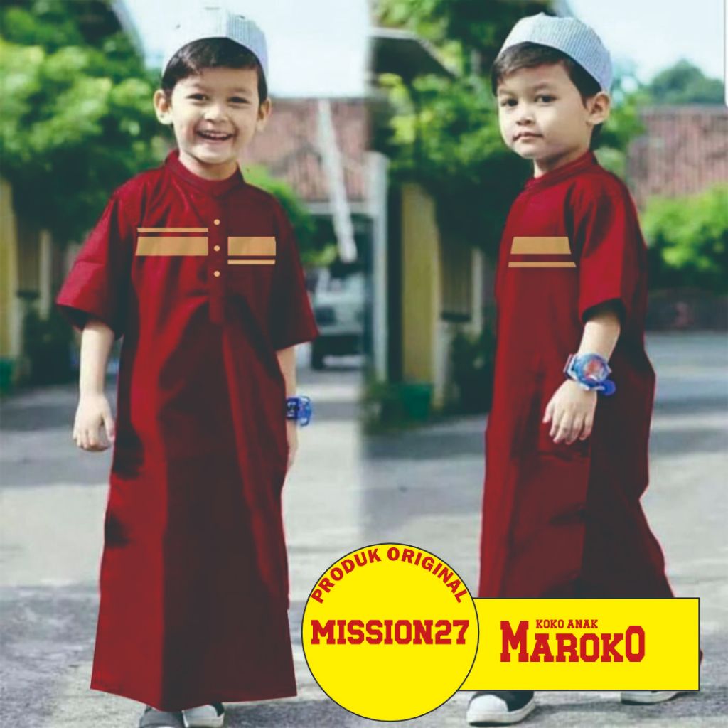 Gamis/Jubah Anak Laki-Laki Maroko  2-12 Tahun Baju Muslim Gamis Anak Laki Laki Jubah