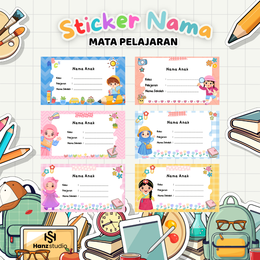 

STICKER MATA PELAJARAN ISI 44 PCS - Sticker Label Nama - Sticker Nama Custom - Sticker Buku