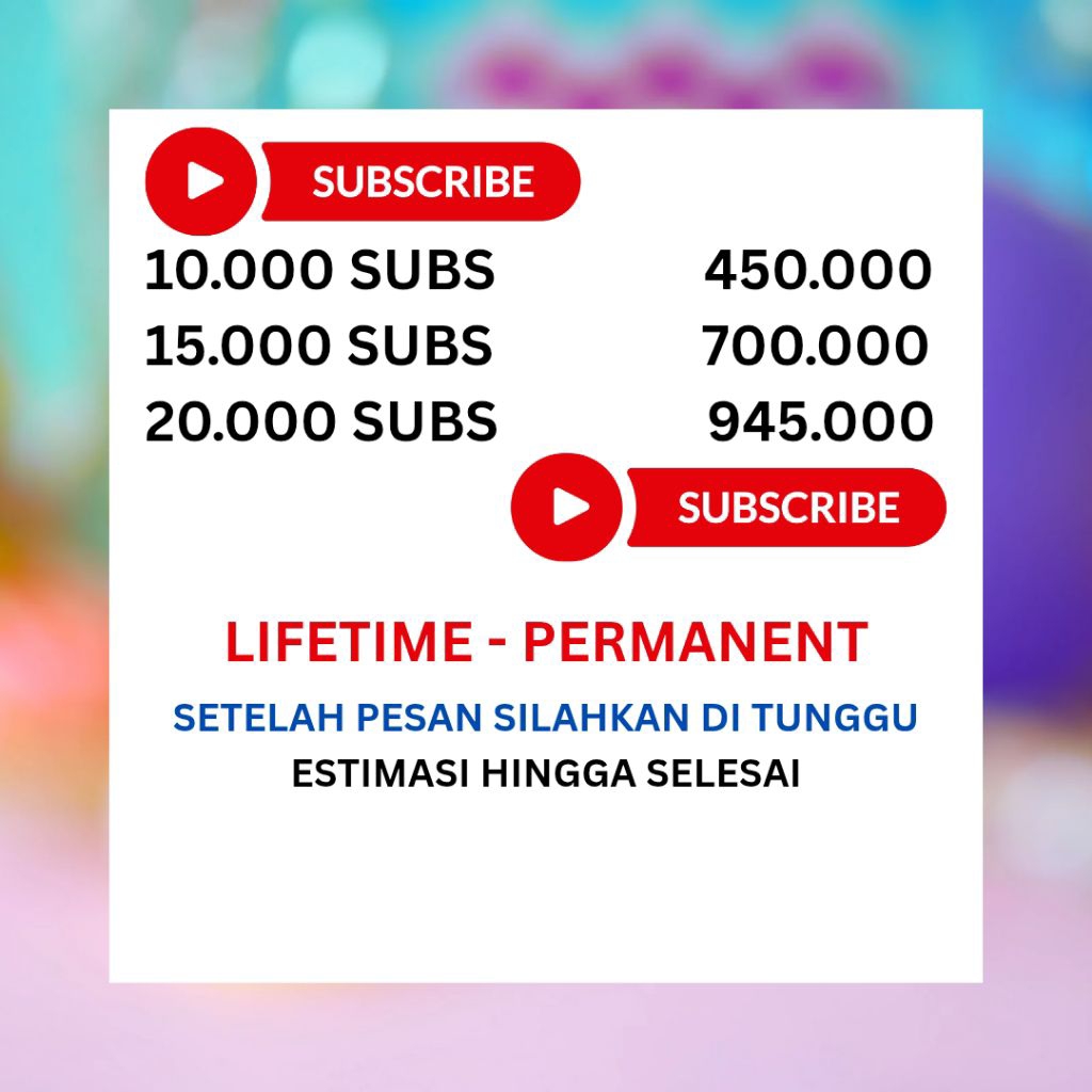 JUAL SUBSCRIBER YOUTUBE VIP MURAH LIFETIME PERMANEN