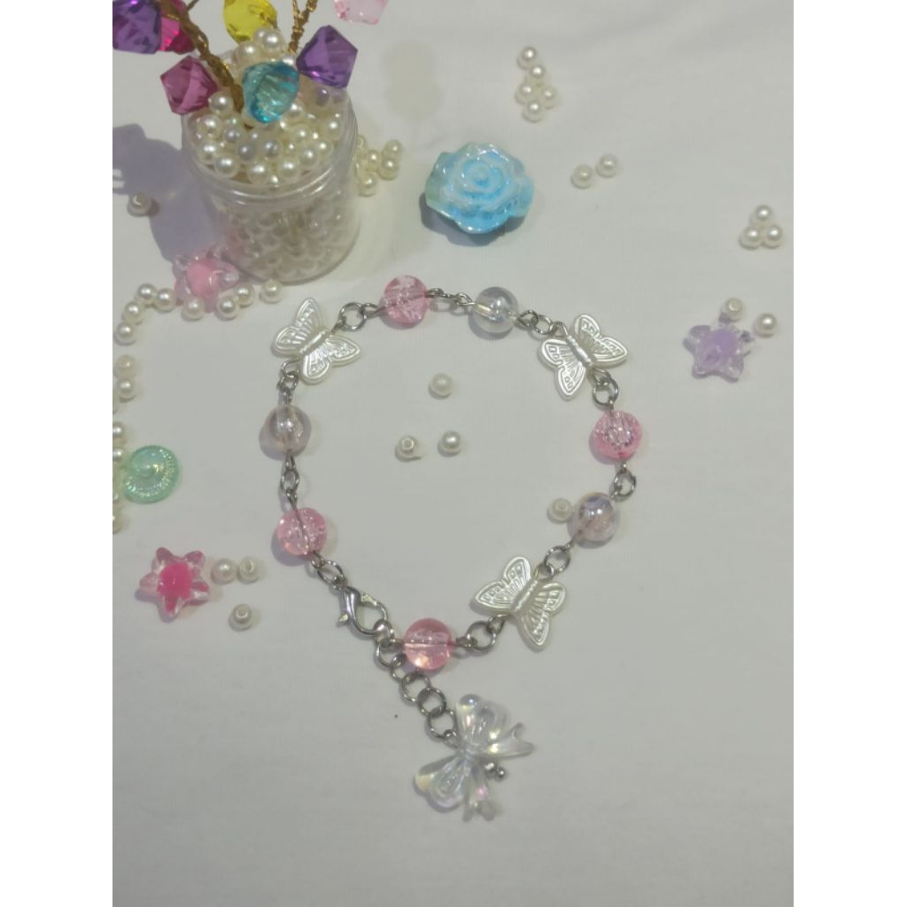 Gelang Rantai Manik-manik/Gelang Aesthetic/ Gelang Rantai Stainless Steel