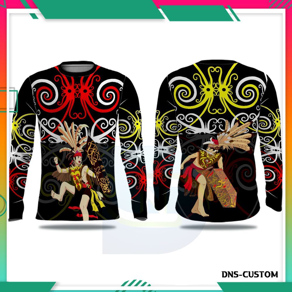 Baju Kaos Batik Dayak Lengan Panjang