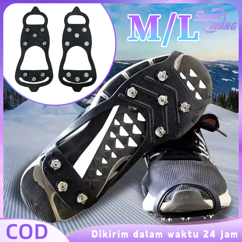 2pcs Alas Sepatu Paku Anti Slip Alas Sepatu Mendaki 8 Gigi Alas Sepatu Salju Untuk Lingkungan Salju 
