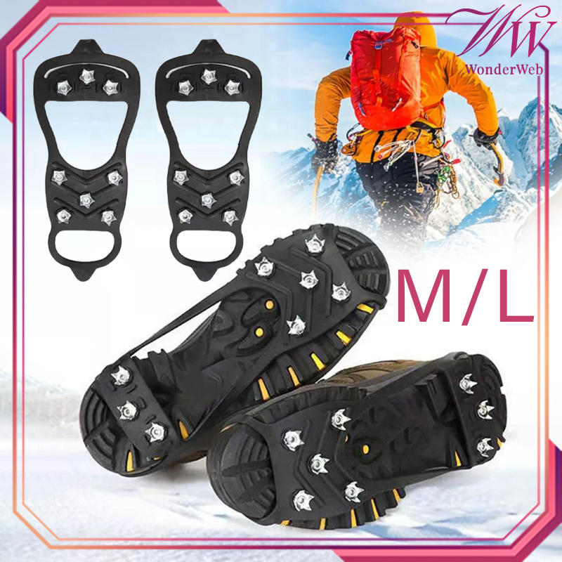 1pair Alas Sepatu Anti Slip 8gigi Alas Sepatu Salju Alas Sepatu Mendaki Anti Slip Sepatu Salju Luar 