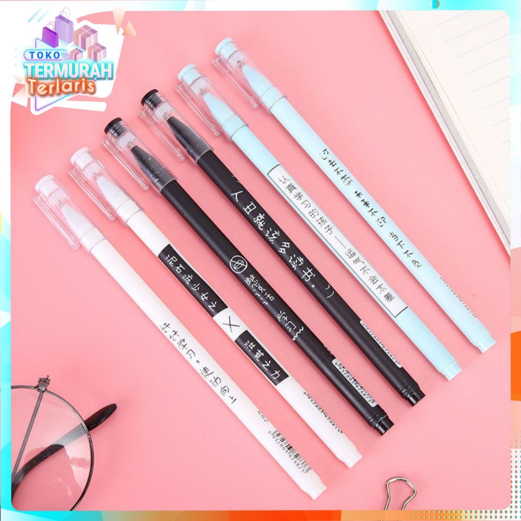 

TTT Pulpen Aksen Japanses Alat Tulis Kerja Pen Tinta Gel Mekanik Ujung Lancip Pena Gel 0.5mm Bolpoin Warna Hitam