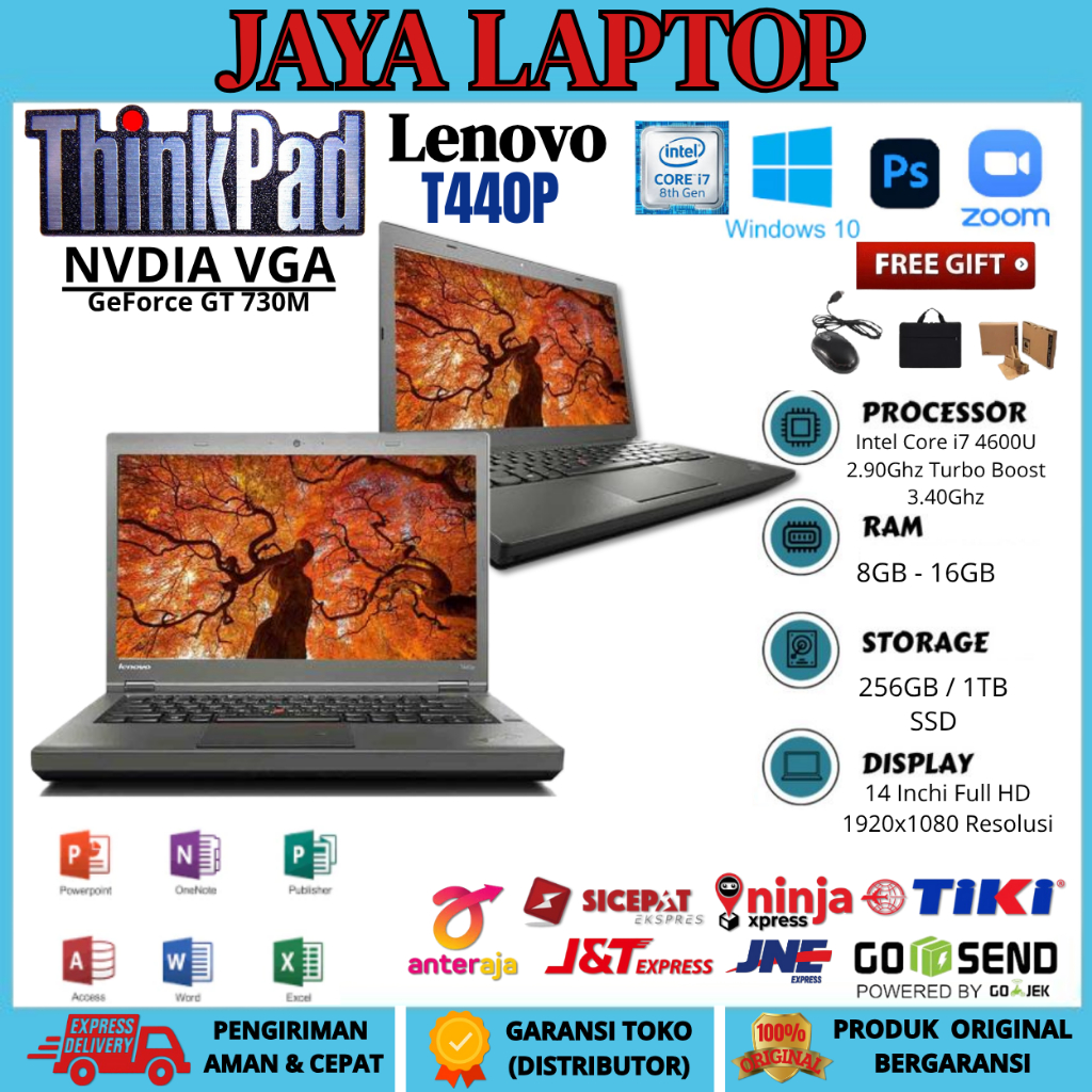 LENOVO THINKPAD T440P CORE I7 4TH NVDIA VGA  RAM 16GB/512 SSD / FREE TAS DUAL VGA