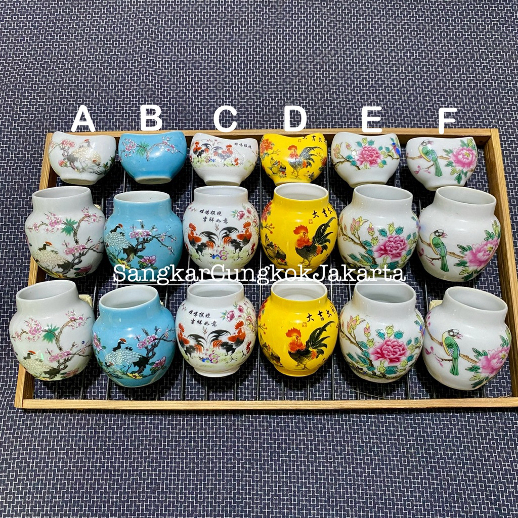 Cepuk Keramik Sangkar Burung Besar Murai Hwamei Anis set 3pcs