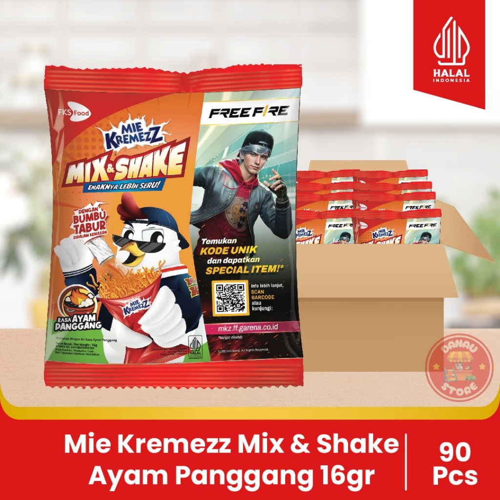 

Mie Kremezz Mix & Shake - Ayam Panggang - 1 Karton (9renceng) - 90 Pcs - 16gr