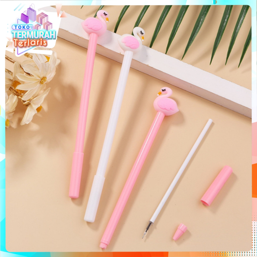 

TTT Pena Karakter Flaminggo Pulpen Gel Karakter Burung Bangau Lucu Alat Tulis Sekolah Kantor ATK Pena 3D Pulpen Murah