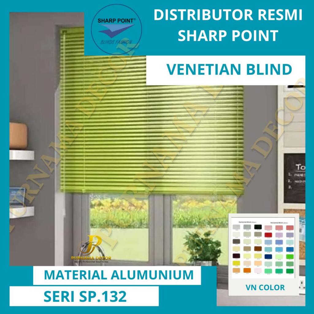 Horizontal / Venetian Blind Sharp Point Kerai Tirai Aluminium Motif Kayu Custom Ukuran