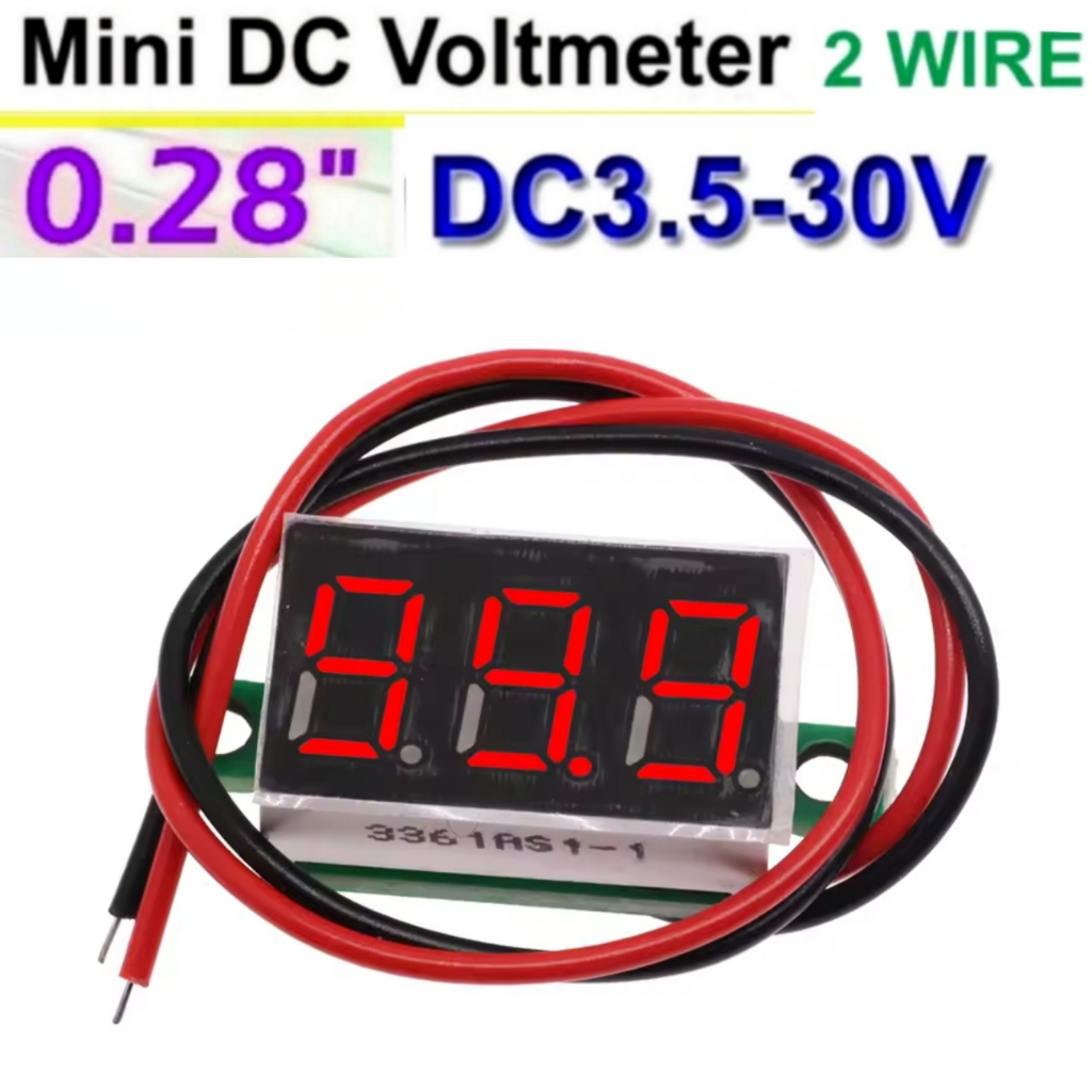 Mini Digital Voltmeter 0.28" 2 Kabel 3.5-30V