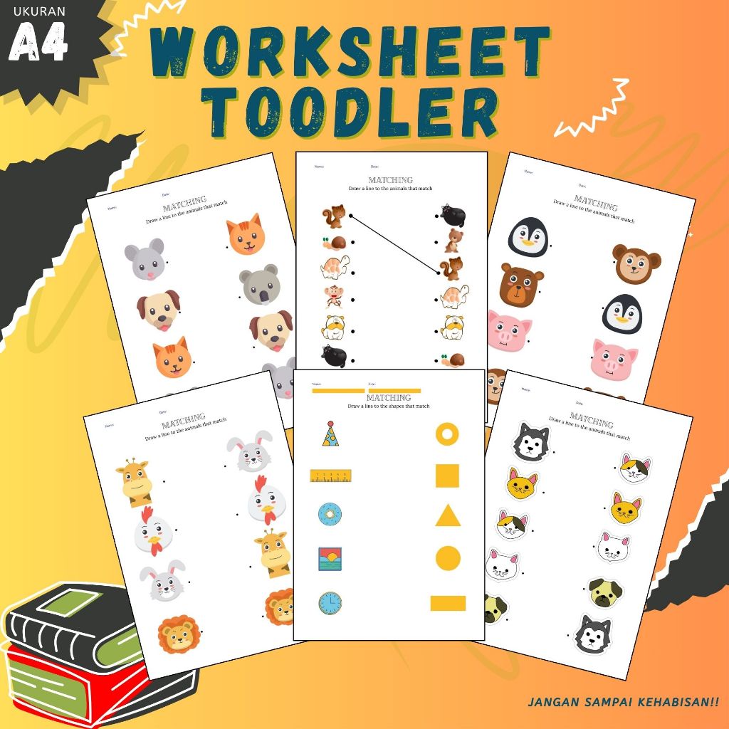 Worksheet preschool Mencocokkan gambar