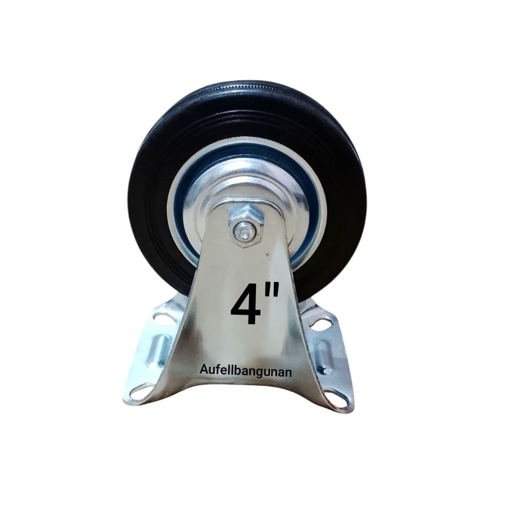 (1pc) Roda karet mati 4" / roda gepeng karet trolley etalase rak 4" mati