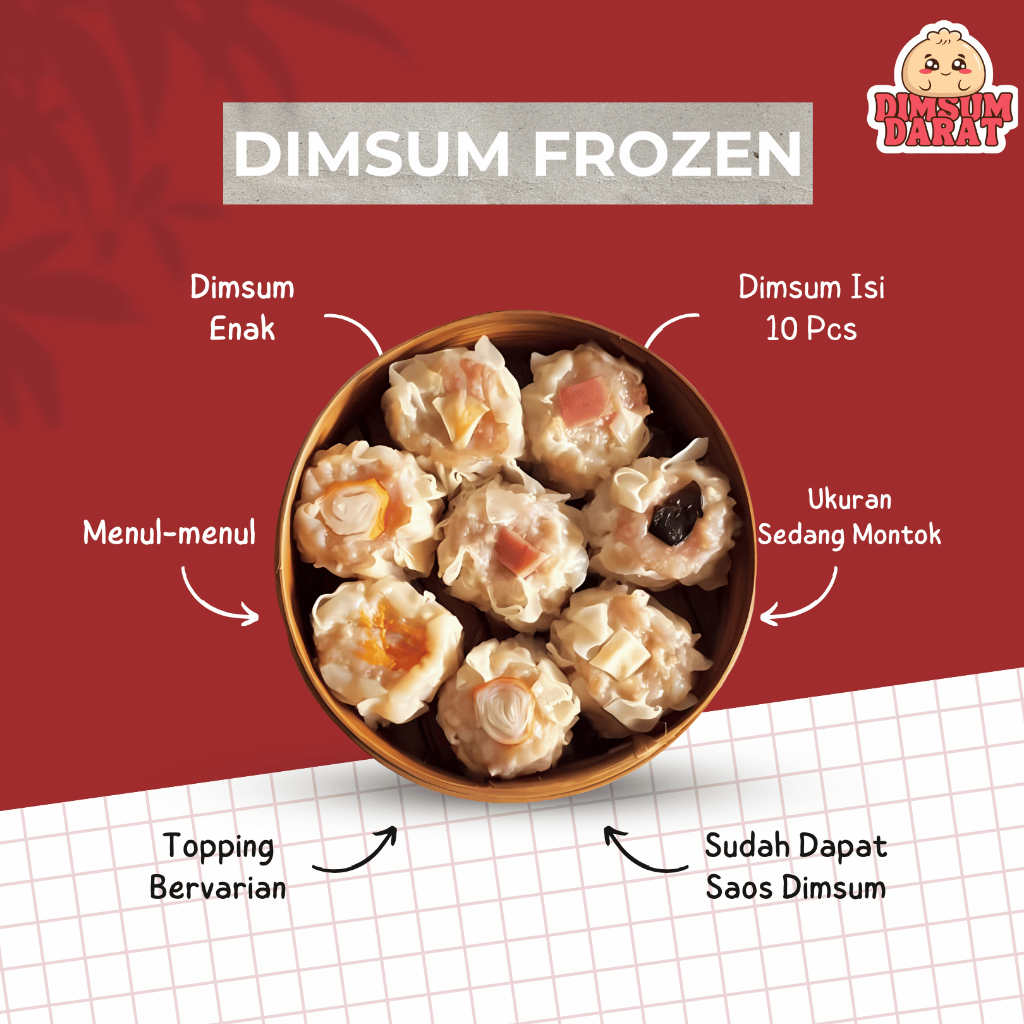 

Dimsum Frozen Isi 10 pcs + Saos | Topping Variasi | Dimsum Darat