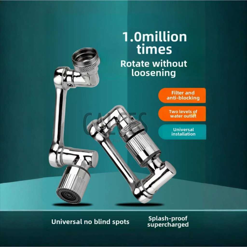 Sambungan Keran Air | Aerator Keran Wastafel Extender 1080 Derajat Putaran Lengan Robotik