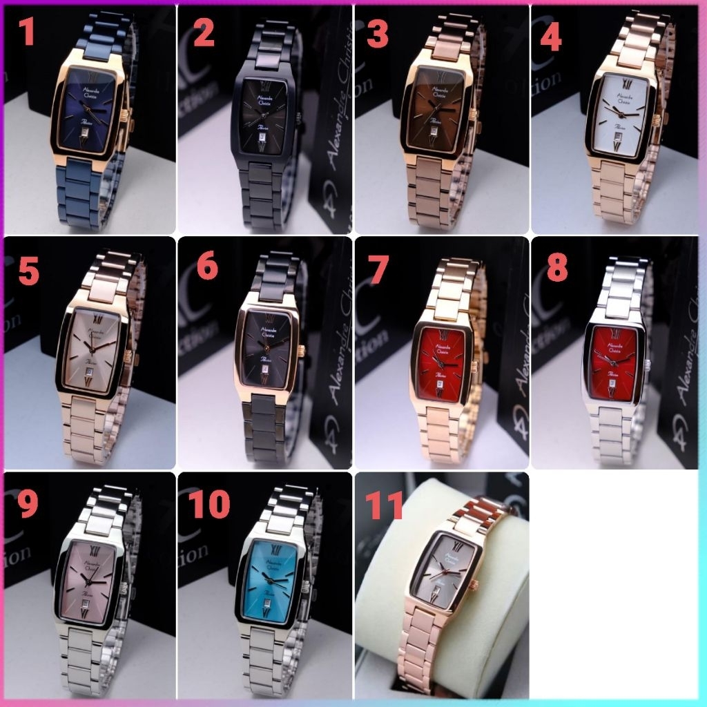 ORIGINAL GARANSI RESMI 1 TAHUN JAM TANGAN WANITA ALEXANDRE CHRISTIE CEWEK ANALOG RANTAI STAINLESS ST