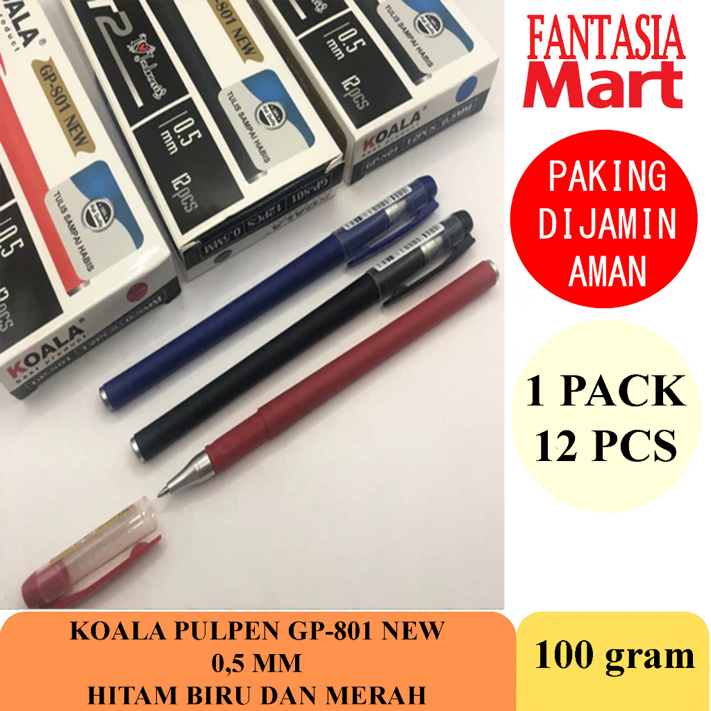 

KOALA PULPEN GP-801 NEW 0.5MM PACK ISI 12 PCS FANTASIA DENGAN PAKING AMAN