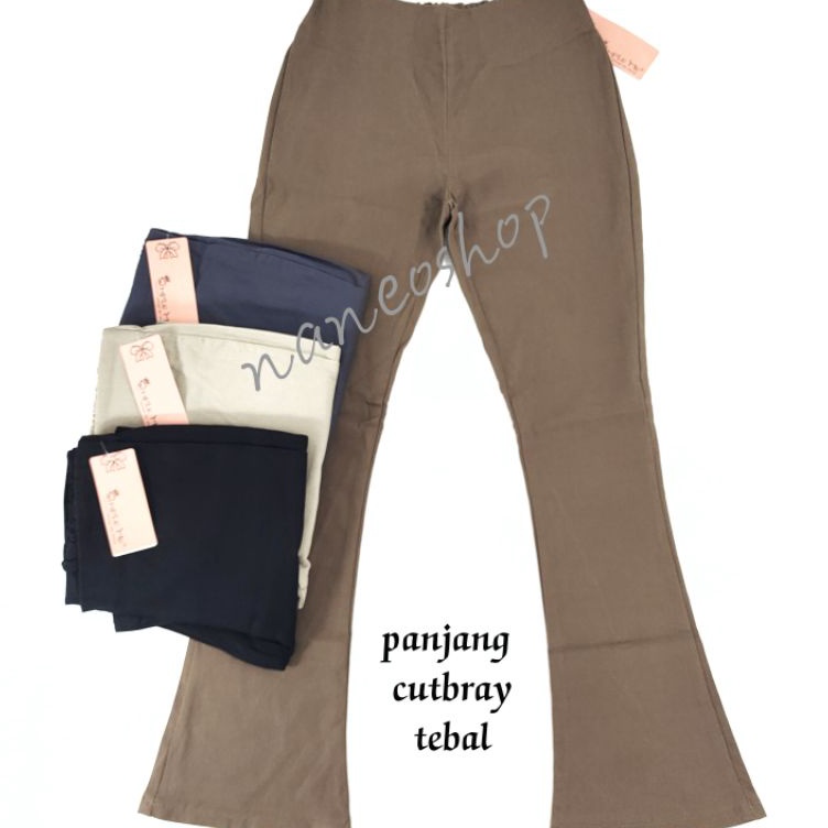 KODE V73R Celana panjang wanita Cutbray Stretch tebal Simple Me