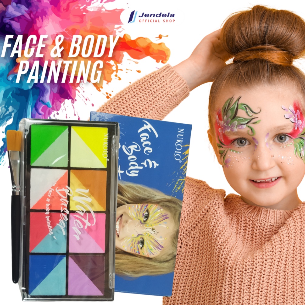 

KODE J87X Face Body Paint Nukolo 16 Warna Face Body Painting Kit For Kids Cat Lukis Wajah Pallete Free Kuas Art Make Up Aesthetic Untuk Anak Dewasa ATK