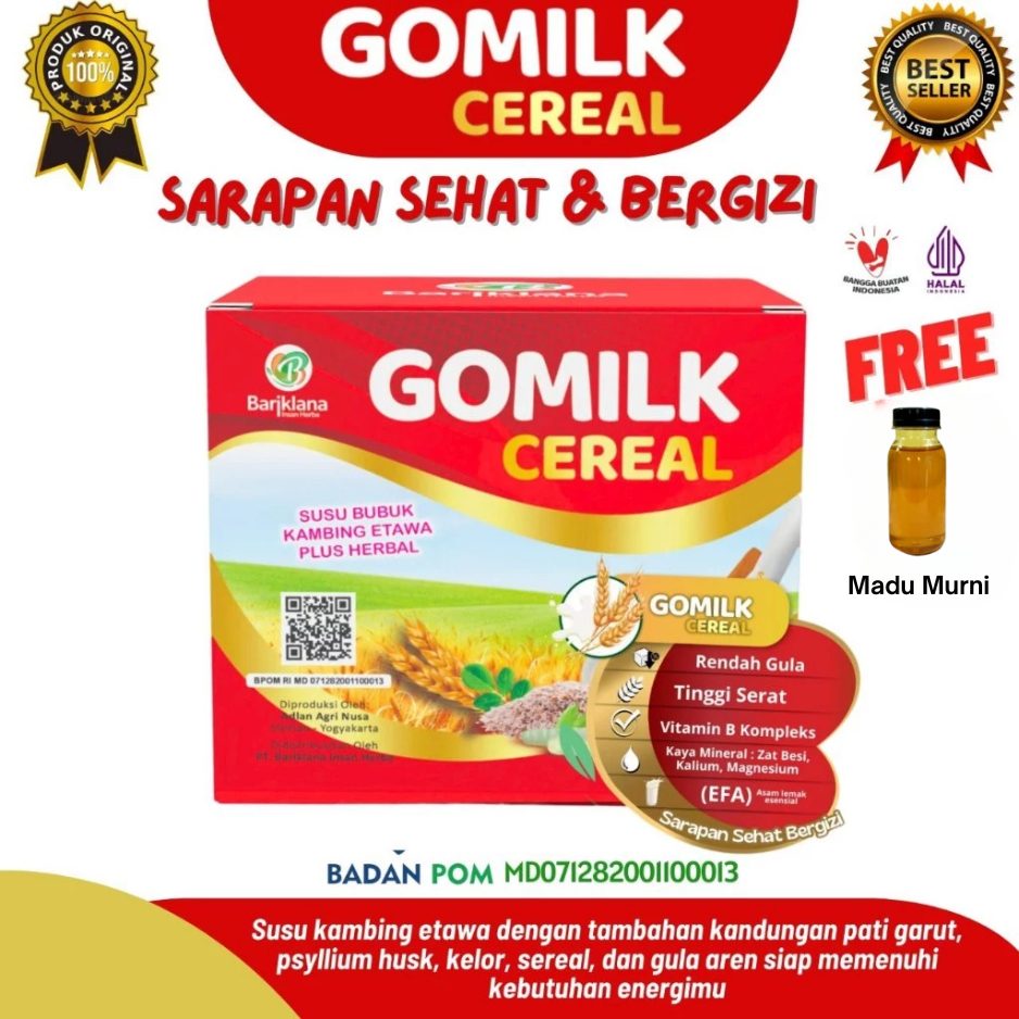 

Gomilk Cereal Plus Gula Aren 1 Box isi 10 Sachet Netto 250gr