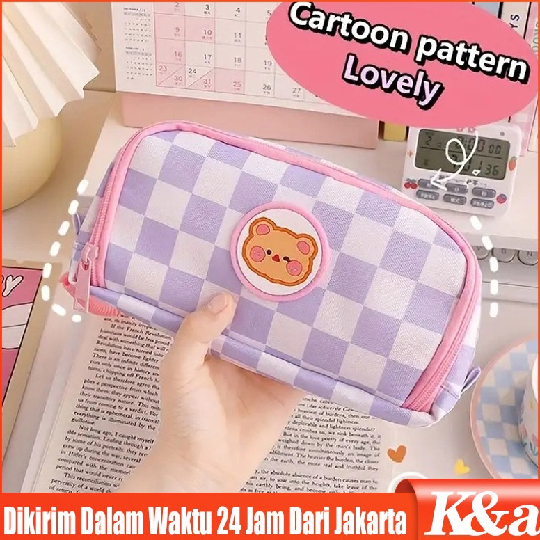 

Clearance sale Tempat Pensil Motif Kotak Pensil Kartun Beruang Sleting Korea Aesthetic Lucu Import Pencil CasePremiumPlaid Zipper Kompartmen ImutKotak Cute