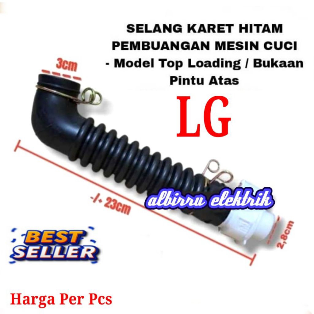 Selang Karet Pembuangan Hitam Mesin Cuci LG 1 Tabung