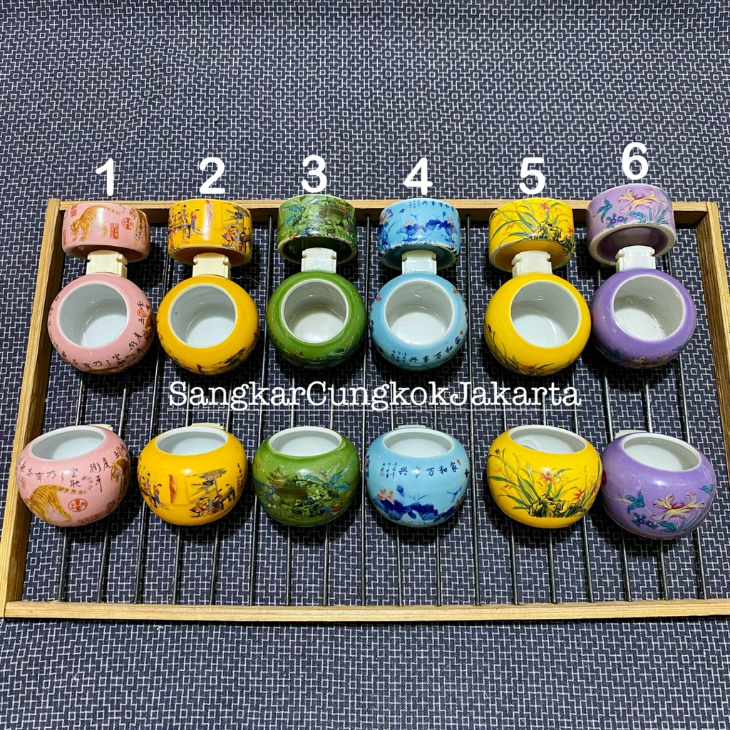 Cepuk Cungkok keramik Burung Sedang Tieumi Srdc Branjangan Set 3pcs