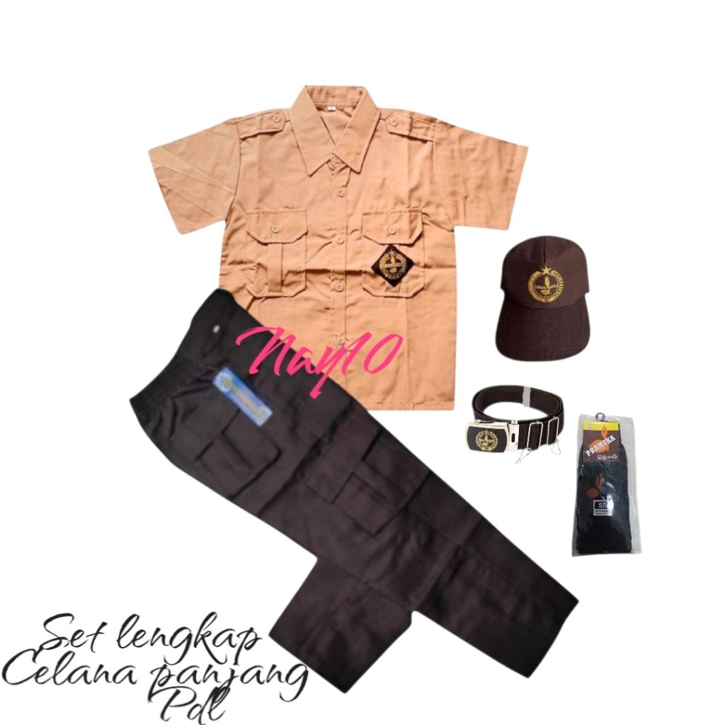 set lengkap baju pramuka pendek celana pramuka panjang pdl sd