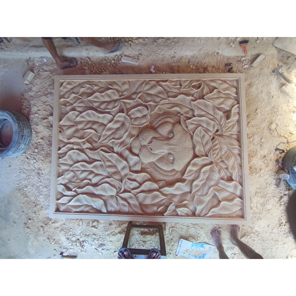 ukiran batu alam motif harimau