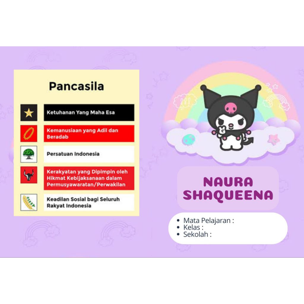 

Buku tulis sekolah custome || Kuromi (Pancasila)