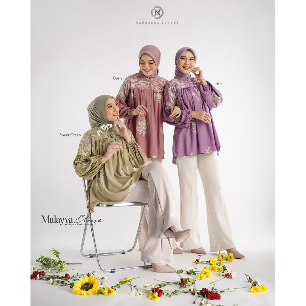 [NEW] ✔️ COD | MALAYYA BLOUSE • NADHEERA LUXURY / Blouse Atasan Baju Cewek Rayon Premium Adem Halus 
